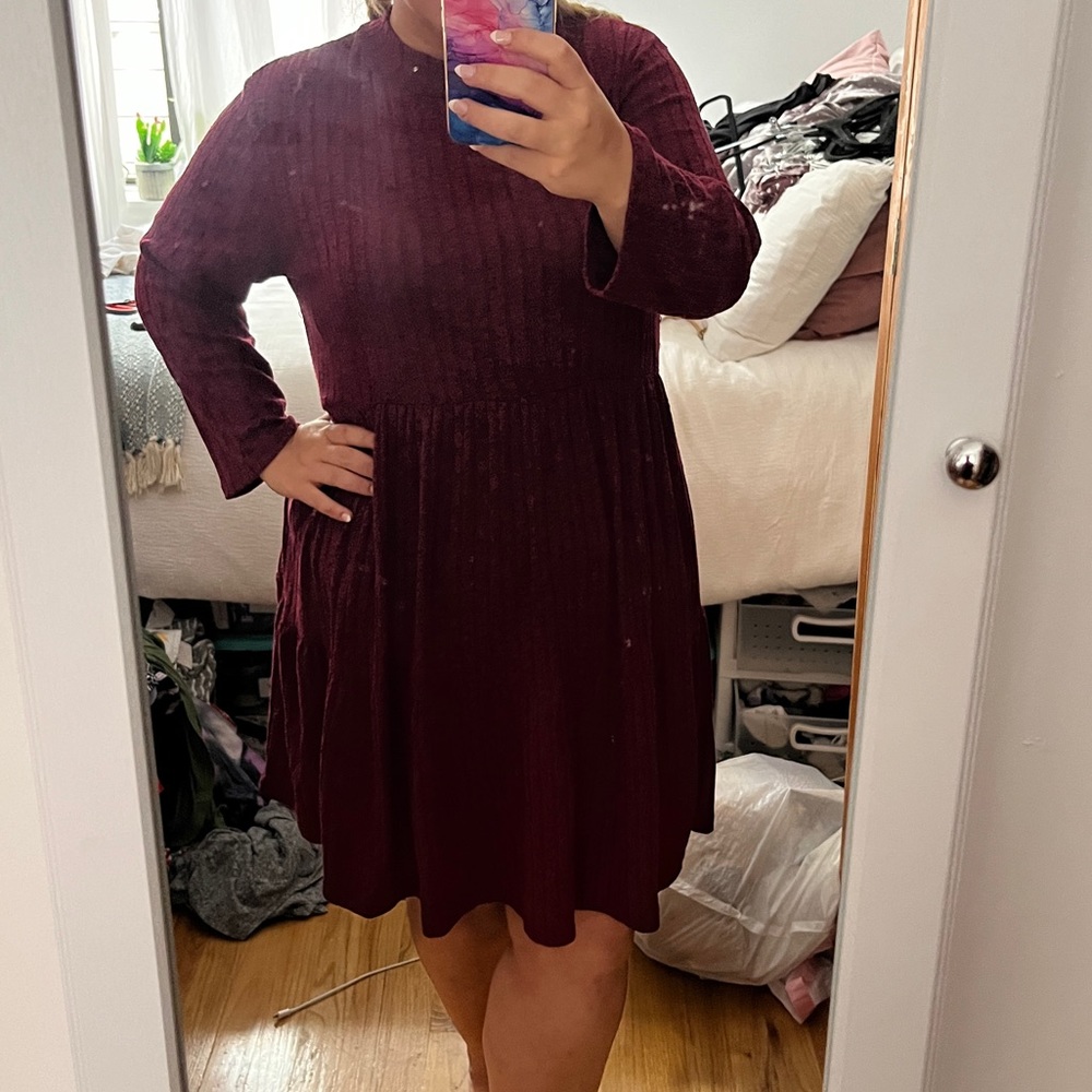Chic Soul Burgundy Sweater Dress